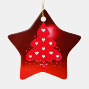 RED CHRISTMAS TREE HOLIDAY PARTEI Rot Keramikornament