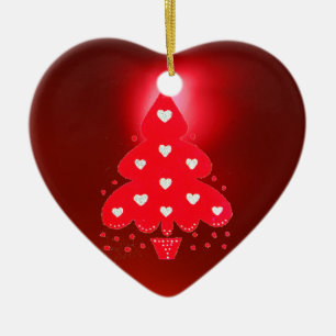 RED CHRISTMAS TREE HOLIDAY PARTEI Rot Keramikornament