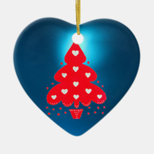 RED CHRISTMAS TREE HOLIDAY PARTY Blue Keramikornament