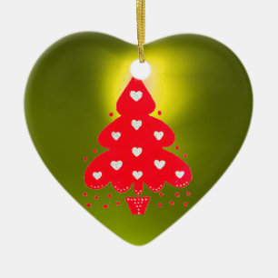 RED CHRISTMAS TREE HOLIDAY PARTY Gelb Keramikornament