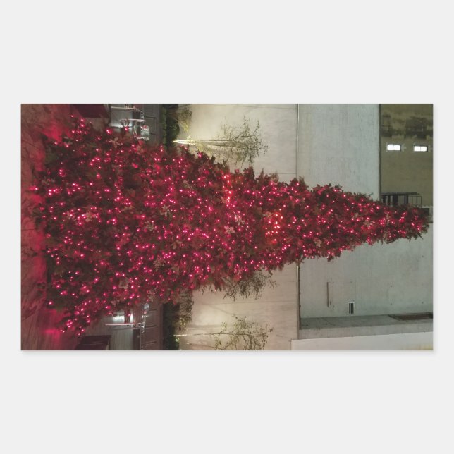 Red Christmas Tree - NYC Rechteckiger Aufkleber (Vorderseite)