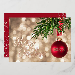 Red Christmas Tree Ornament Rose Folieneinladung