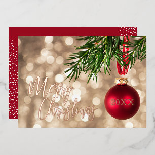 Red Christmas Tree Ornament Rose Folieneinladung