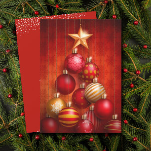 Red Christmas Tree Ornaments Feiertagskarte