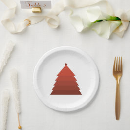 Red Christmas Tree Paper Plate Pappteller