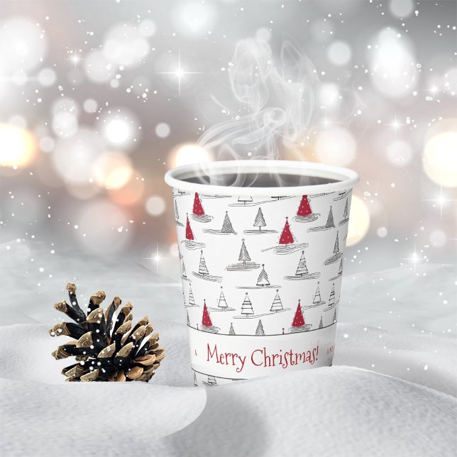 Red Christmas Tree Pattern#5 ID1009 Pappbecher (Von Creator hochgeladen)