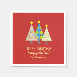 Red Christmas Tree Personalized Serviette