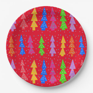 Red Christmas Tree Pop Art Pappteller