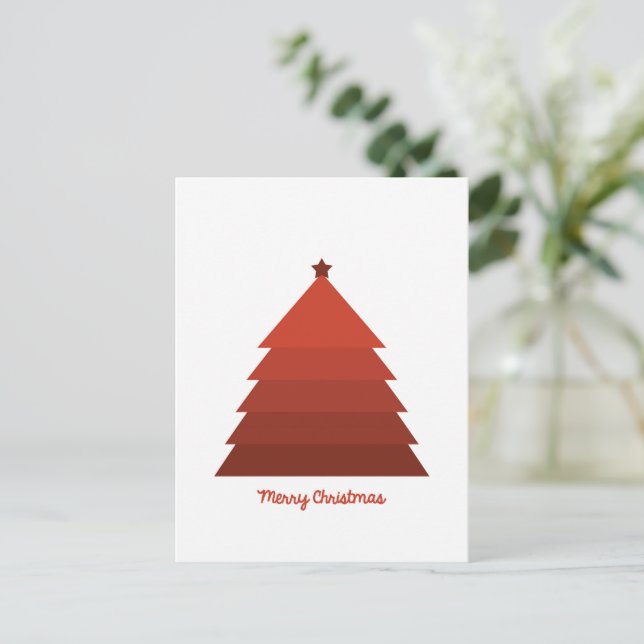 Red Christmas Tree Postcard Postkarte (Stehend Vorderseite)