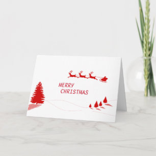 Red Christmas Tree Riding Rentier Heiraten Weihnac Feiertagskarte