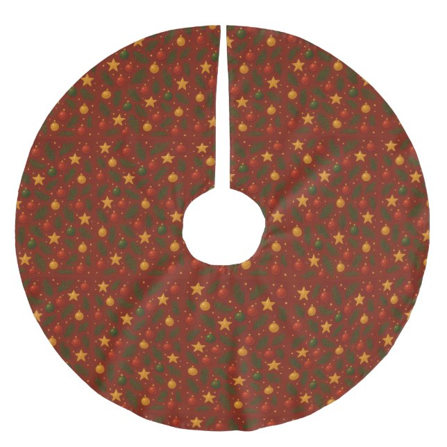 Red Christmas Tree Skirt - Klassisches Urlaubsmust Polyester Weihnachtsbaumdecke (Vorderseite)