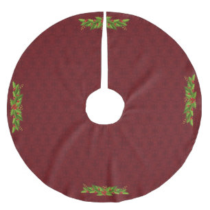 Red Christmas Tree Skirt Polyester Weihnachtsbaumdecke