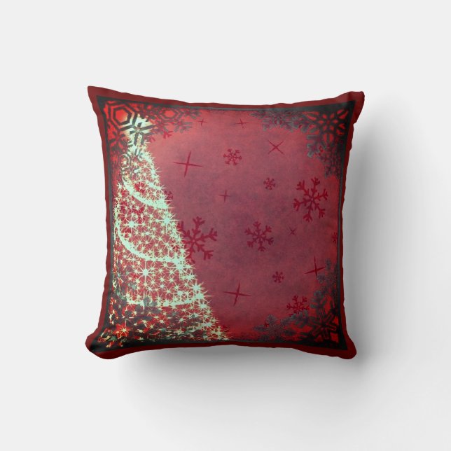 Red Christmas Tree Throw Kissen (Vorderseite)