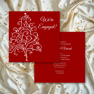 Red Christmas Tree Winter Engagement Party Einladung