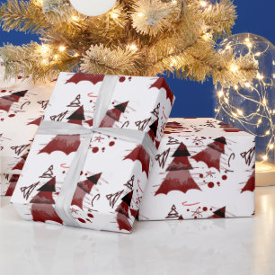 Red Christmas Trees Pattern Geschenkpapier