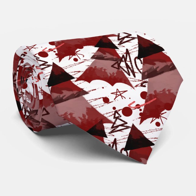 Red Christmas Trees Pattern Krawatte (Gerollt)