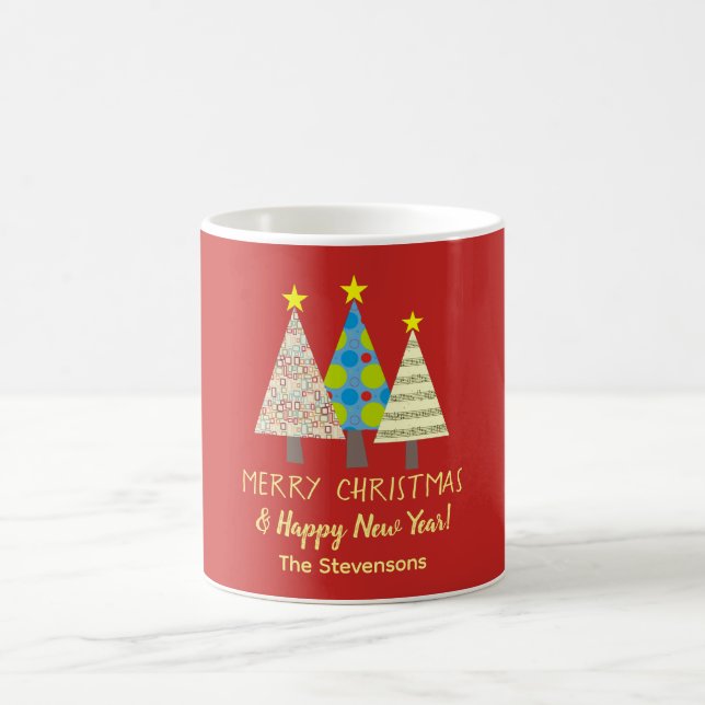 Red Christmas Trees Personalized Kaffeetasse (Mittel)