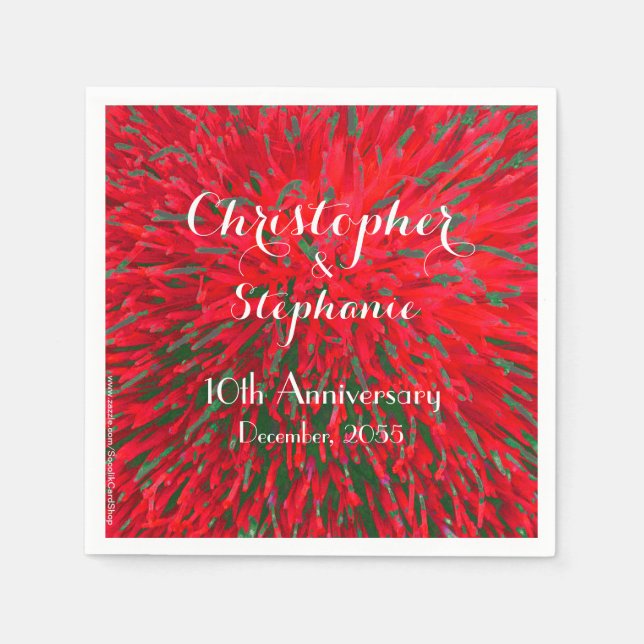Red Christmas Wedding Annivers Party Paper Serviette (Vorderseite)