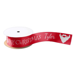Red Christmas Weihnachtsbart personalisierter Name Satinband