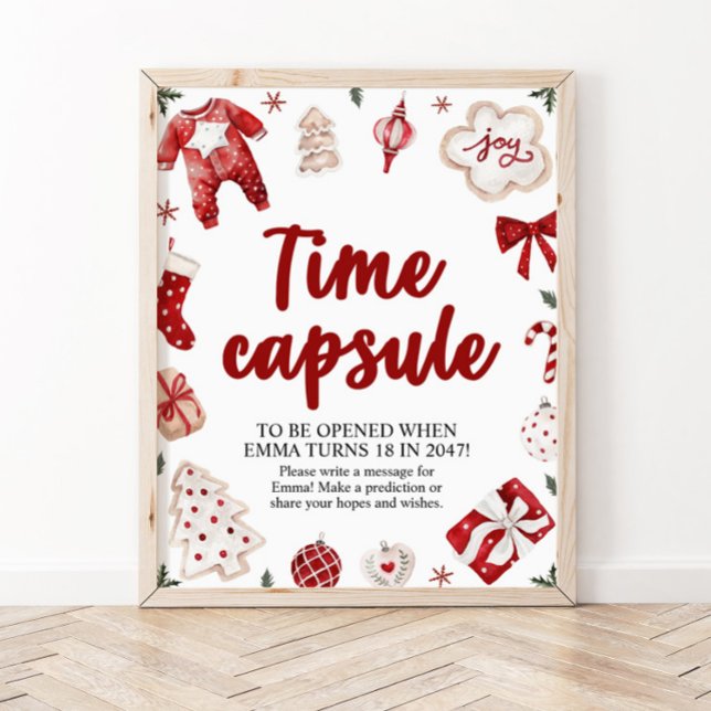 Red Christmas Winter Time Kapsel Baby Duschzeichen Poster (Von Creator hochgeladen)