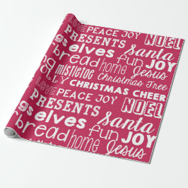 Red Christmas Words Holiday Wrapping Paper Geschenkpapier