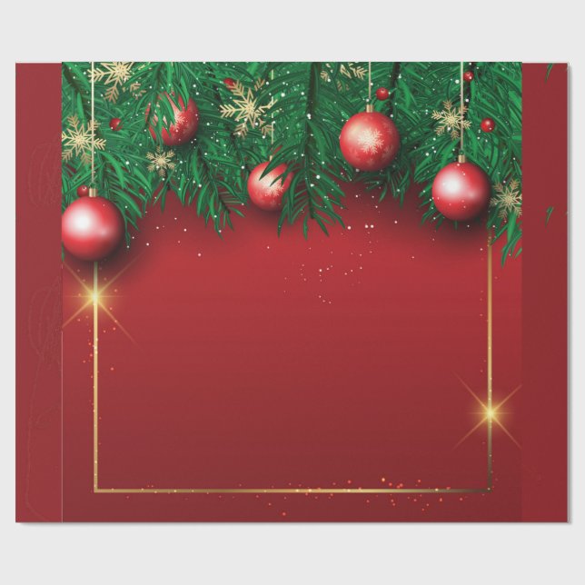 Red Christmas Wrapping Paper Geschenkpapier (Flach)