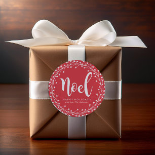 Red Christmas Wreath Runder Aufkleber