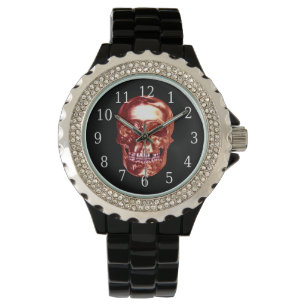 Red Chrome Skull Watch Armbanduhr