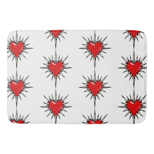 Red Chrome Spiked Heart Sigil Bath Mat Badematte (Vorderseite)