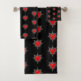 Red Chrome Spiked Heart Sigil Towel Set