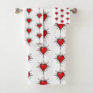 Red Chrome Spiked Heart Sigil Towel Set