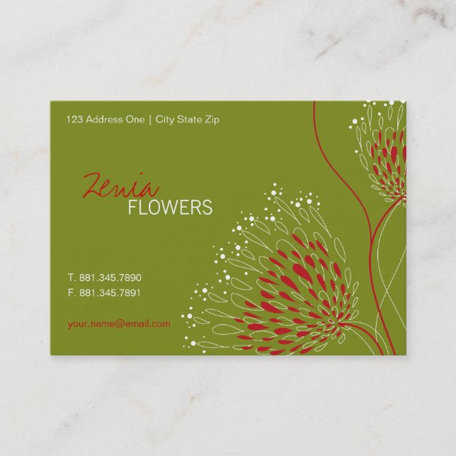 Red Chrysanthemum Blume Elegante Chic Floral Visitenkarte (Vorderseite)