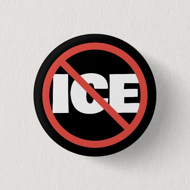 Red Circle Anti-Trump ICE Political Opinion Button (Vorderseite)