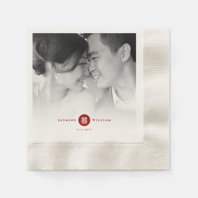 Red Circle Double Happiness Chinese Wedding Foto Serviette (Vorderseite)