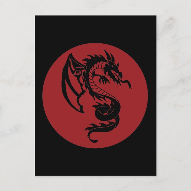 Red Circle Dragon Tattoo Postkarte (Vorderseite)
