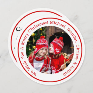 Red Circle Foto Add Message & Names Weihnachten