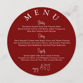 Red Circle Modern Simple Wedding Menu Menükarte