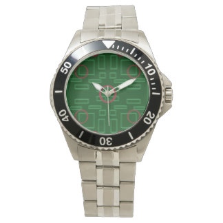 Red Circle on Green Geometric eWatch Armbanduhr