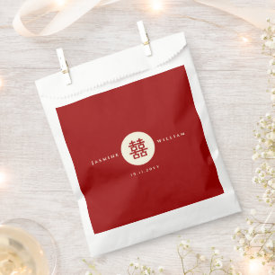 Red Circle Simple Double Happiness Chinese Wedding Geschenktütchen