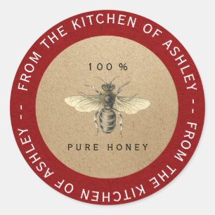 Red Circular 100%hausgemachte Honey Kitchen Kraft  Runder Aufkleber