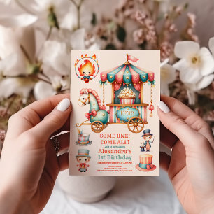 Red Circus Carnival Baby 1. Geburtstag Einladung