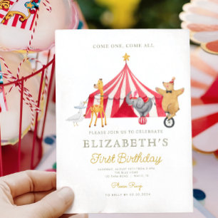Red Circus Carnival Baby Geburtstag Einladung