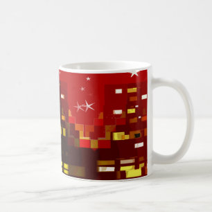 Red City Skyline bei Nacht mit Sternen Tasse