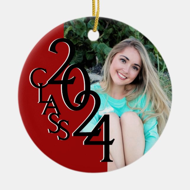 Red Class 2024 Abschluss Foto Keramik Ornament (Vorne)