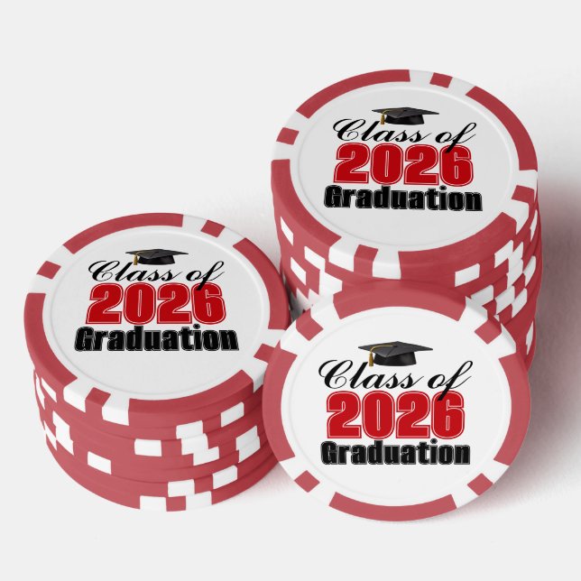 Red Class of 2026 Graduation Party Pokerchips (Stapel)
