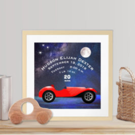 Red Classic Car Baby Boys Geburtsstunde Geburtsstu Poster