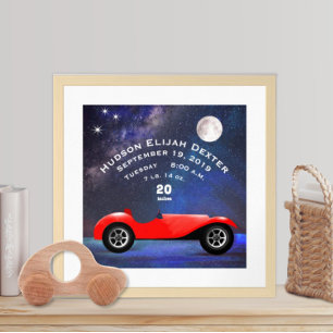 Red Classic Car Baby Boys Geburtsstunde Geburtsstu Poster