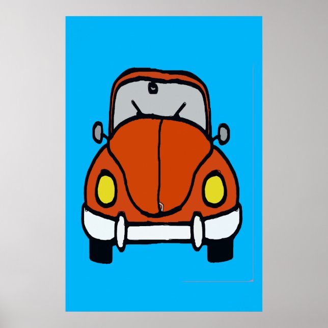 Red Classic Car Cartoon Poster (Vorne)