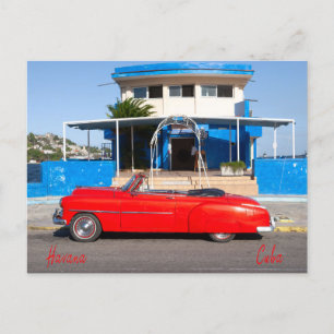 Red classic car, Havana Postkarte