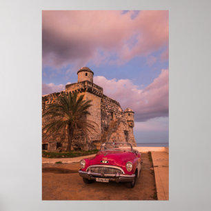 Red Classic Car, Kuba Poster